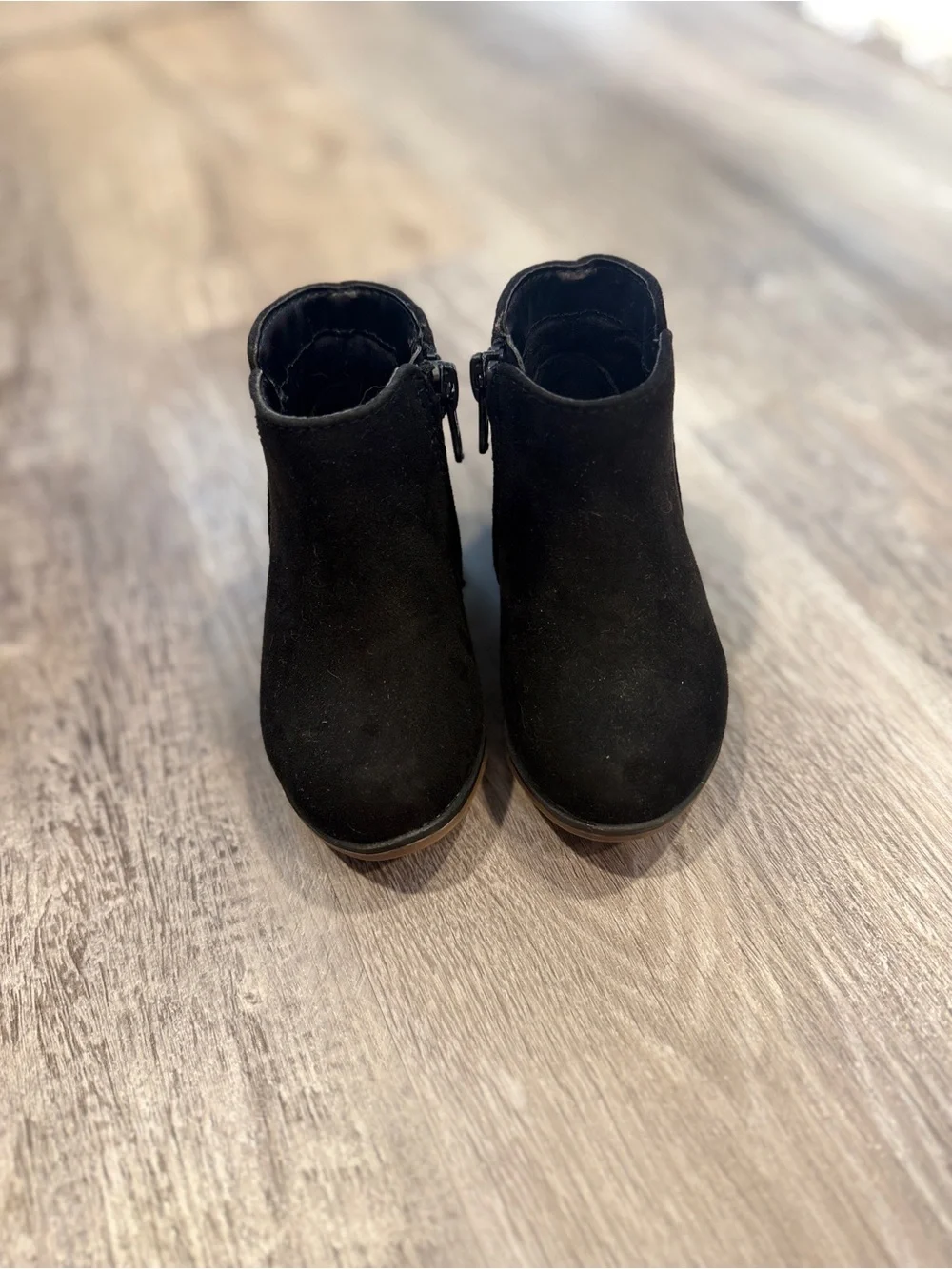 Cat & Jack Toddler Black Faux Suede Ankle Boots Size 5 Side Zip Chelsea Booties